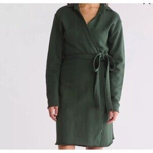 Frank & Eileen Willa Womens Large Long Sleeve Triple Fleece Wrap Dress Evergreen